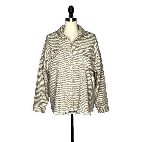 Cloud 10 Jackets & Blazers - Cloud 10 Women S Southwest thick Blanket Jacket Shacket tan white fringe casual